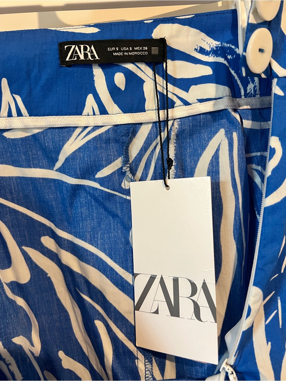 Blue and white mini skirt Zara